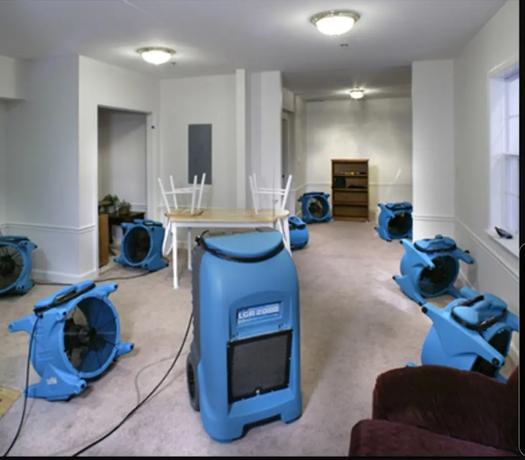 Air movers and dehumidifier setup for Water Extraction & Removal in Youngstown